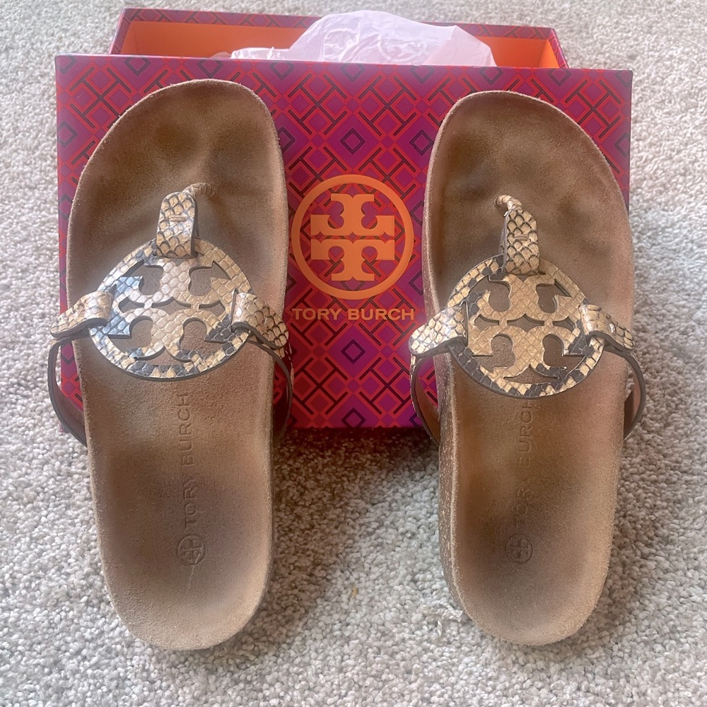 Tory Burch Miller Cloud size 7, original box, snake print leather, min. wear